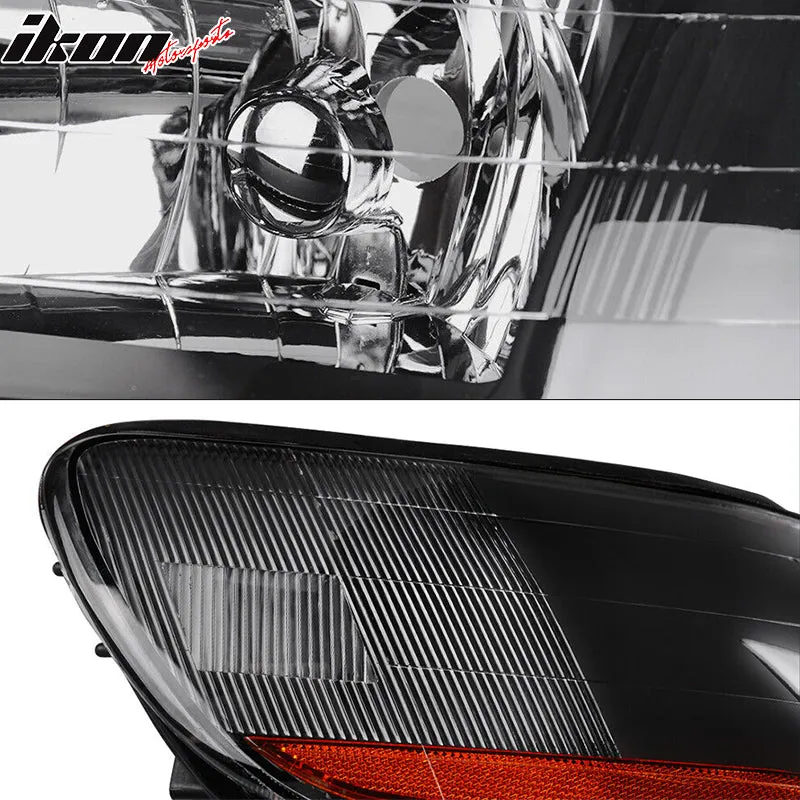 1998-2002 Honda Accord 2DR 4DR Black Driving Headlights Head Lamps