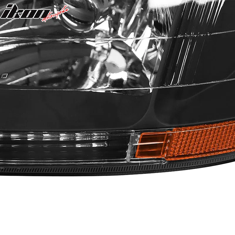 1998-2002 Honda Accord 2DR 4DR Black Driving Headlights Head Lamps