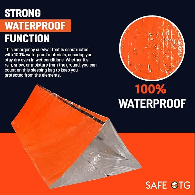 4 Pack Emergency Survival Tent Life Shelter 2 Person Mylar Tube Tents Tarp with Whistle & Paracord Year-Round All Weather Protection for Car Outdoor Hiking Camping Gear Equipment & First Aid Supplies