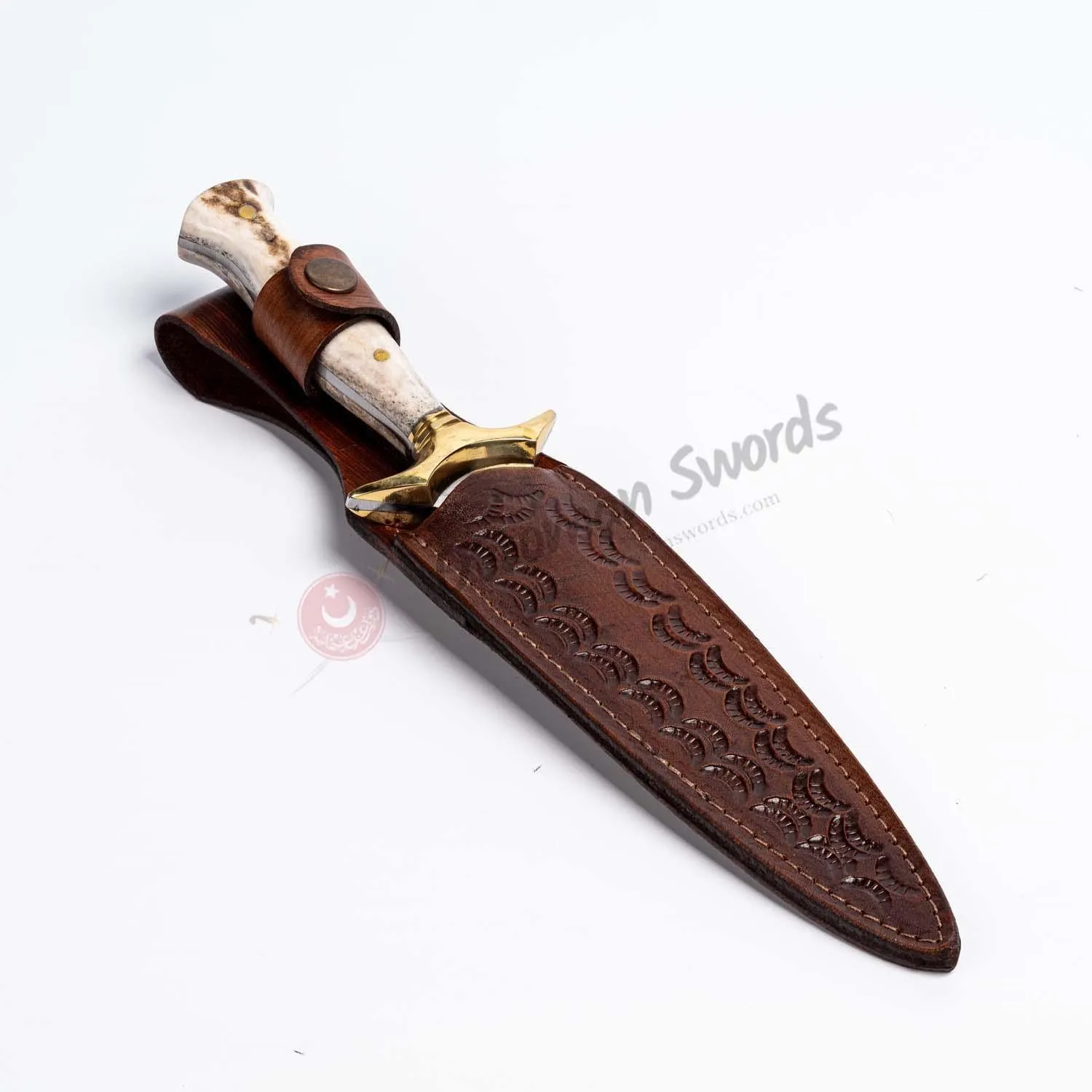 Deer Antler Handle Double Edged Hunter Dagger