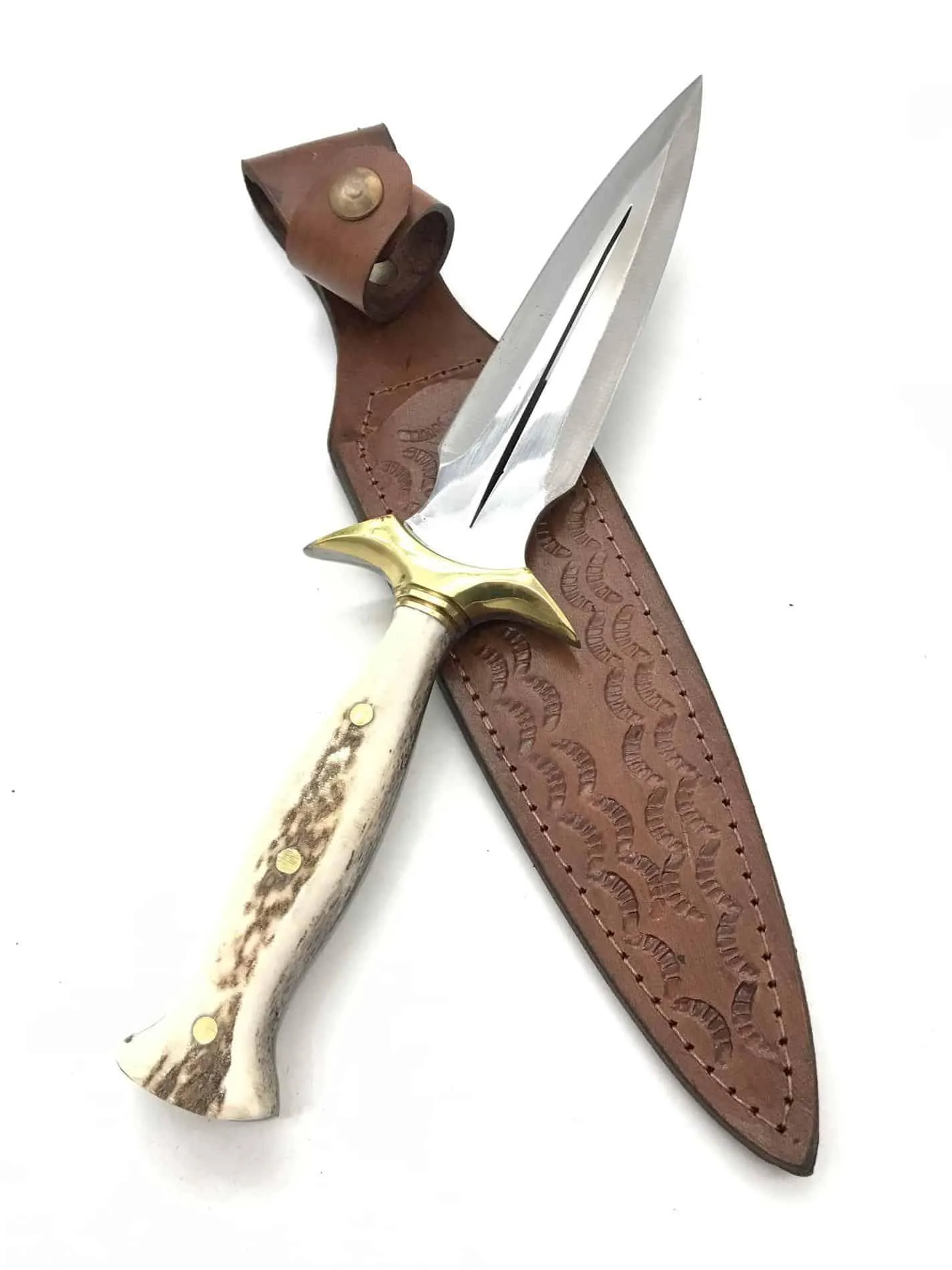 Deer Antler Handle Double Edged Hunter Dagger