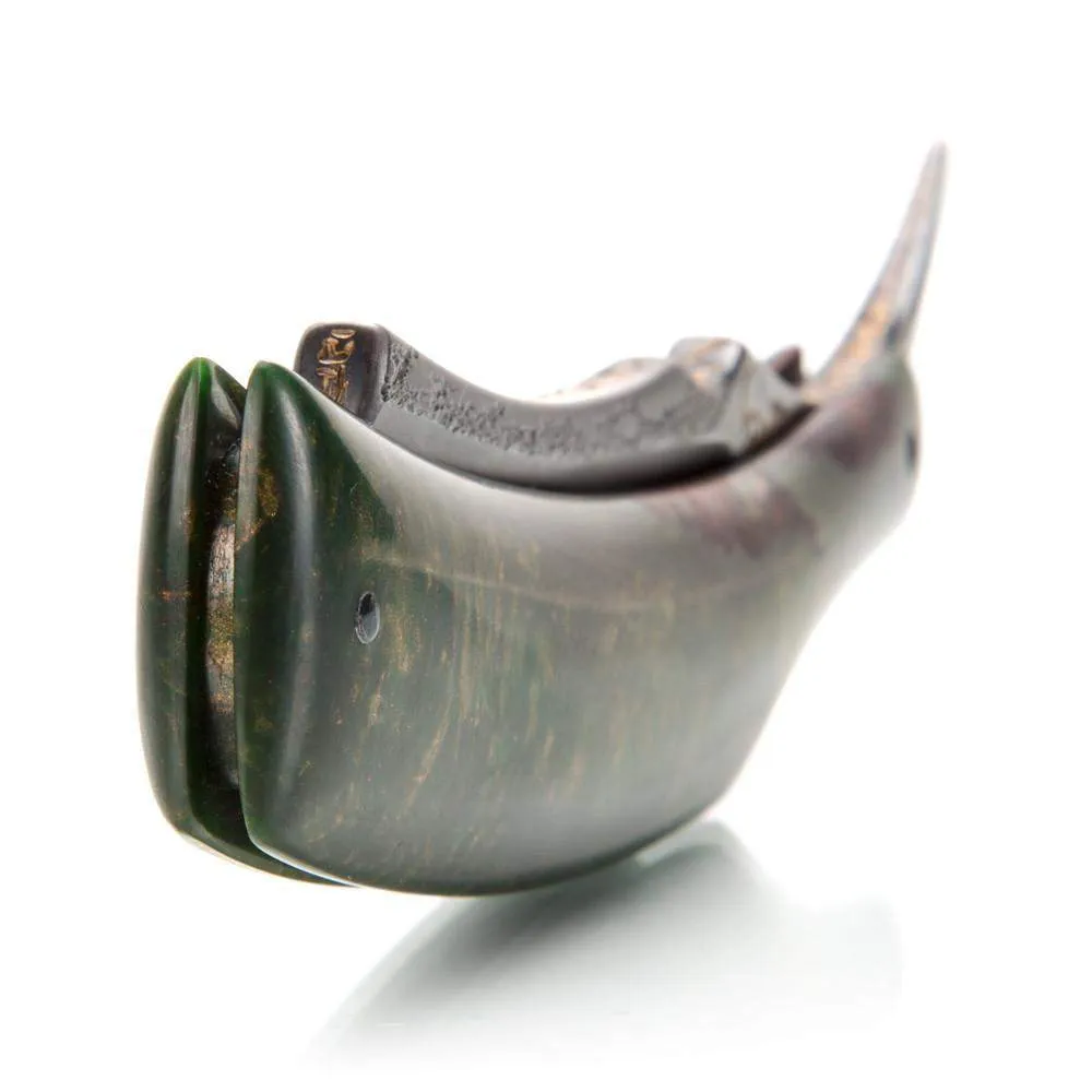 Dylan Farnham Custom Straight Razor - Green Resin With Copper, Manzanita Burl Scales