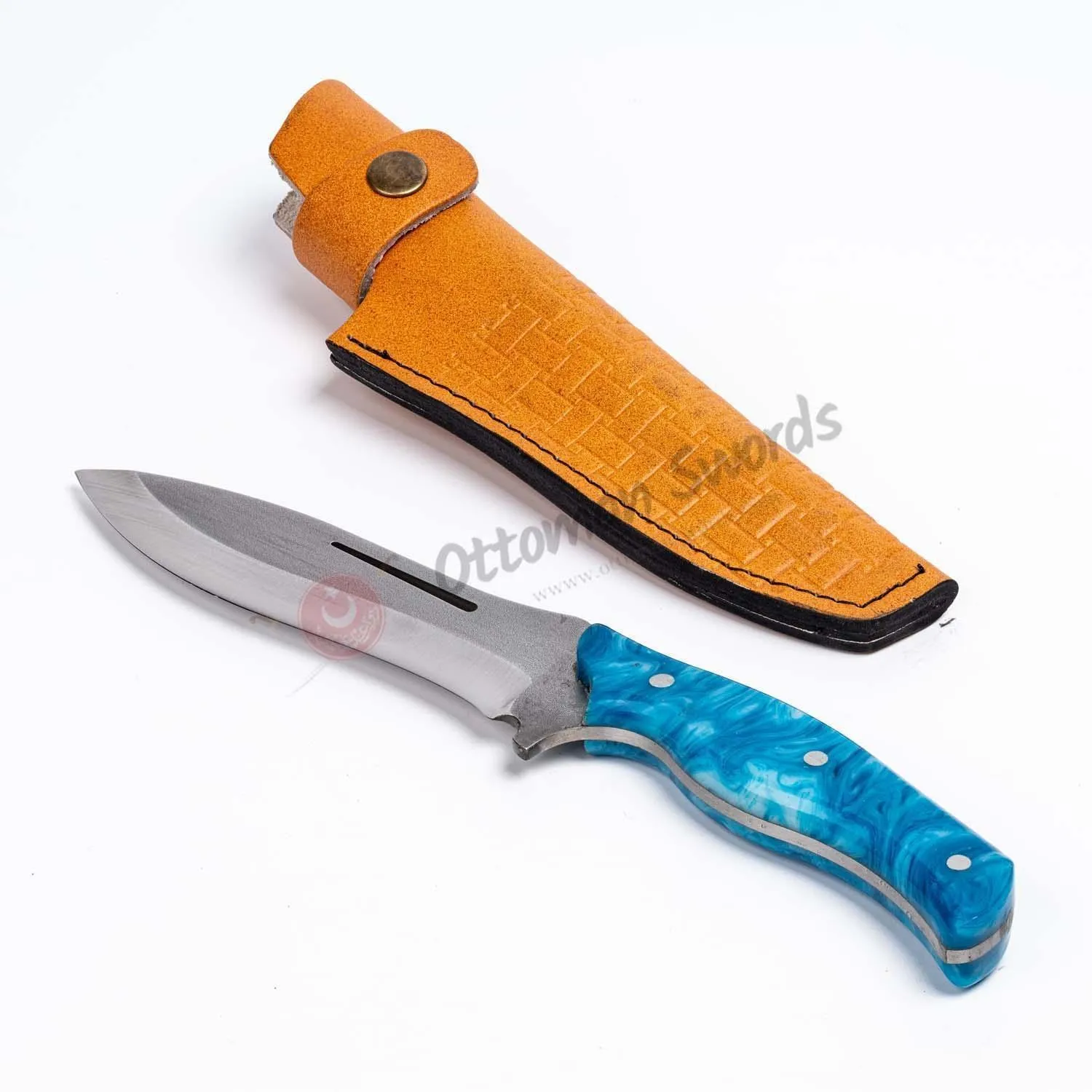 Epoxy Resin Handle Hunting Knife Blue