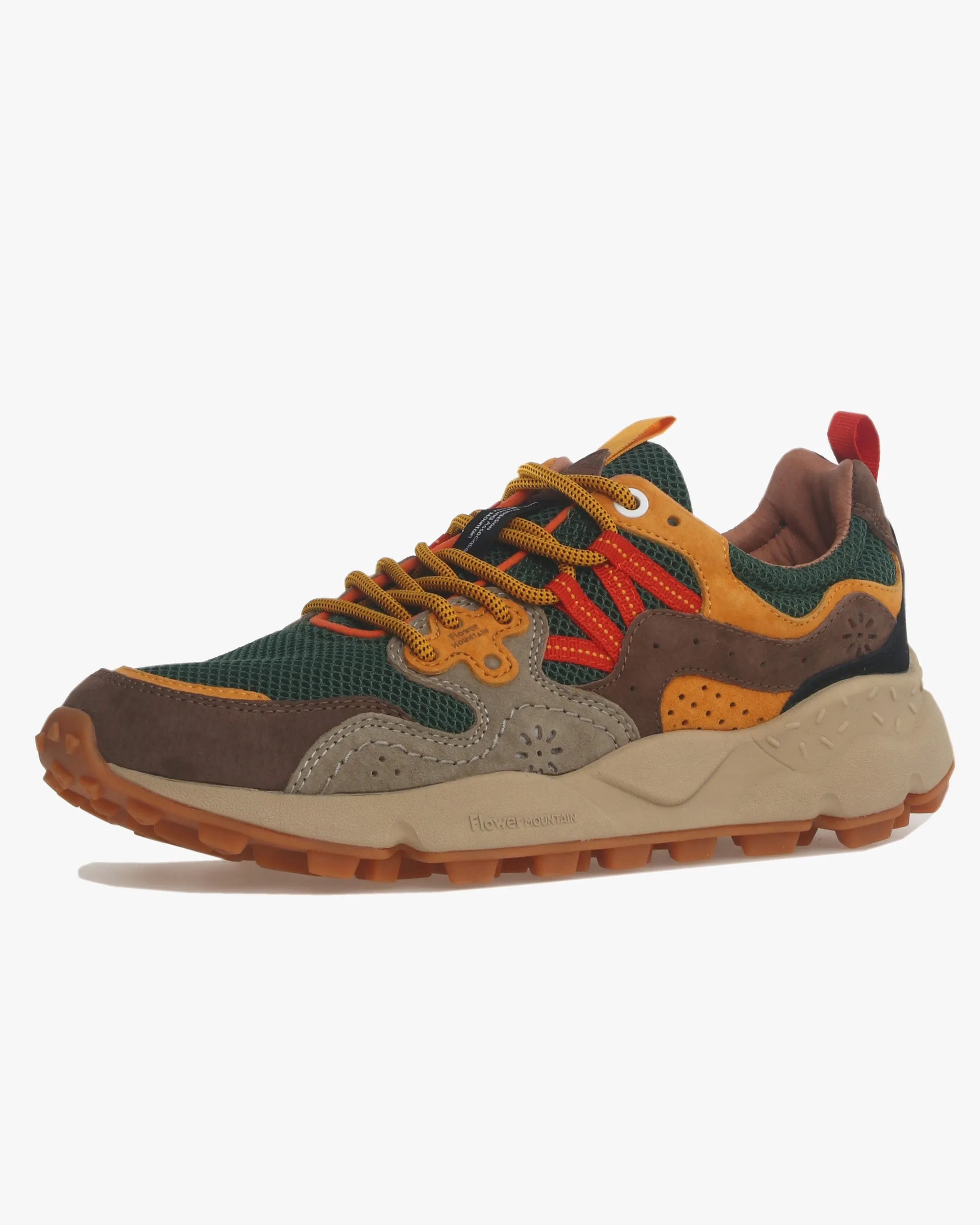Flower Mountain Yamano 3 Suede & Nylon Mesh - Taupe / Green / Ocra