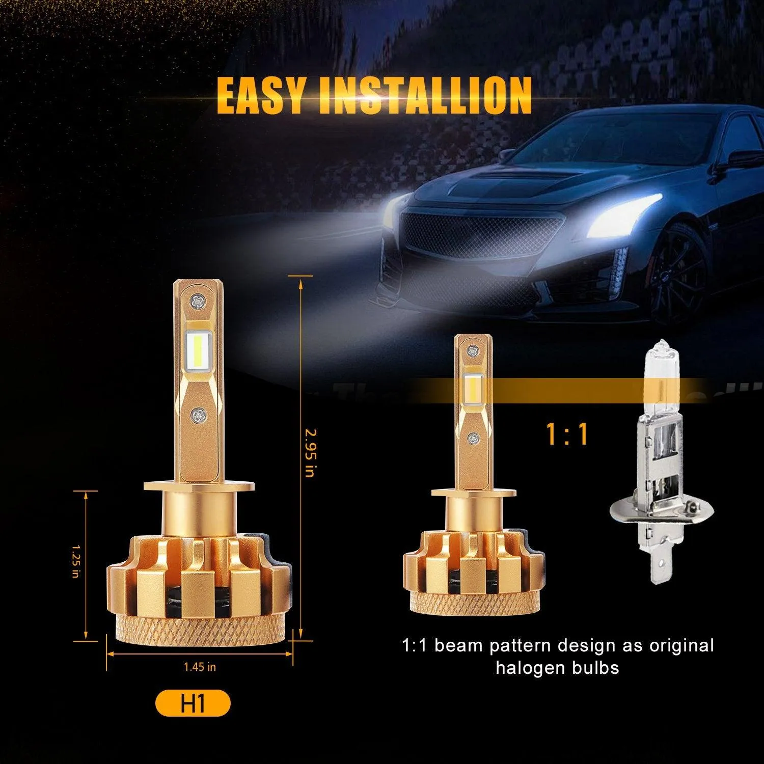 For 2015-2018 Ford Focus(Halogen Capsule Headlamps) F-16 Plus Series Built-in Canbus Automotive Grade 14000LM LED Light Bulbs High Low Beam Bundle