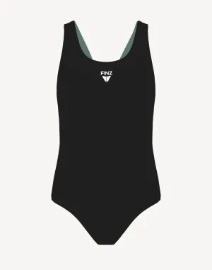 Girls Finz Solid Vaporback Polyester One Piece