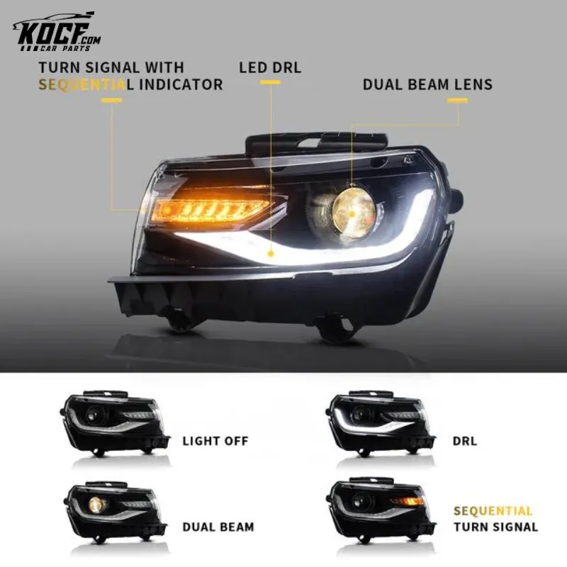 LED Dual Beam RGB Headlights For Chevrolet Camaro 2014 2015 Headlamps Assembly