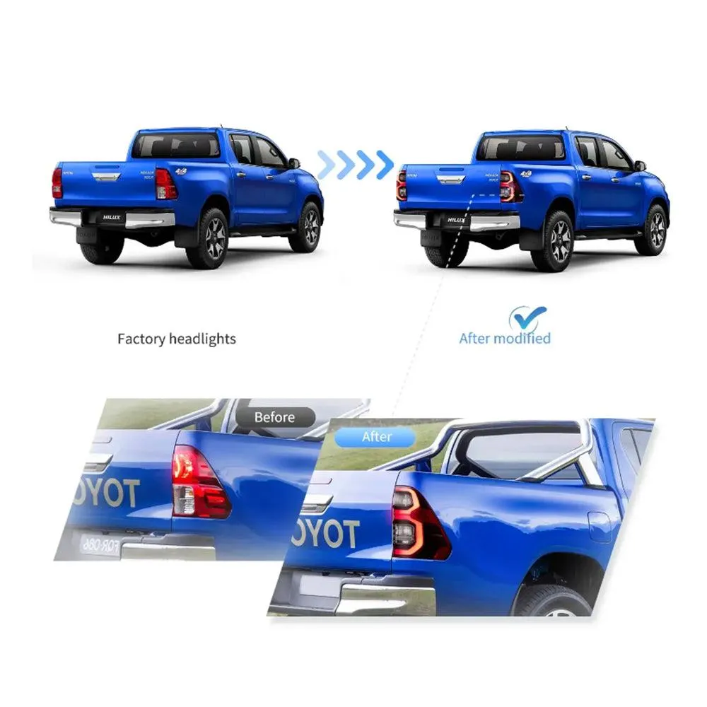LED Tail Lights Assembly With Dynamic Welcome Lighting For 2015-2022 Toyota Hilux SR5 8th Gen (GUN125, GUN126R)